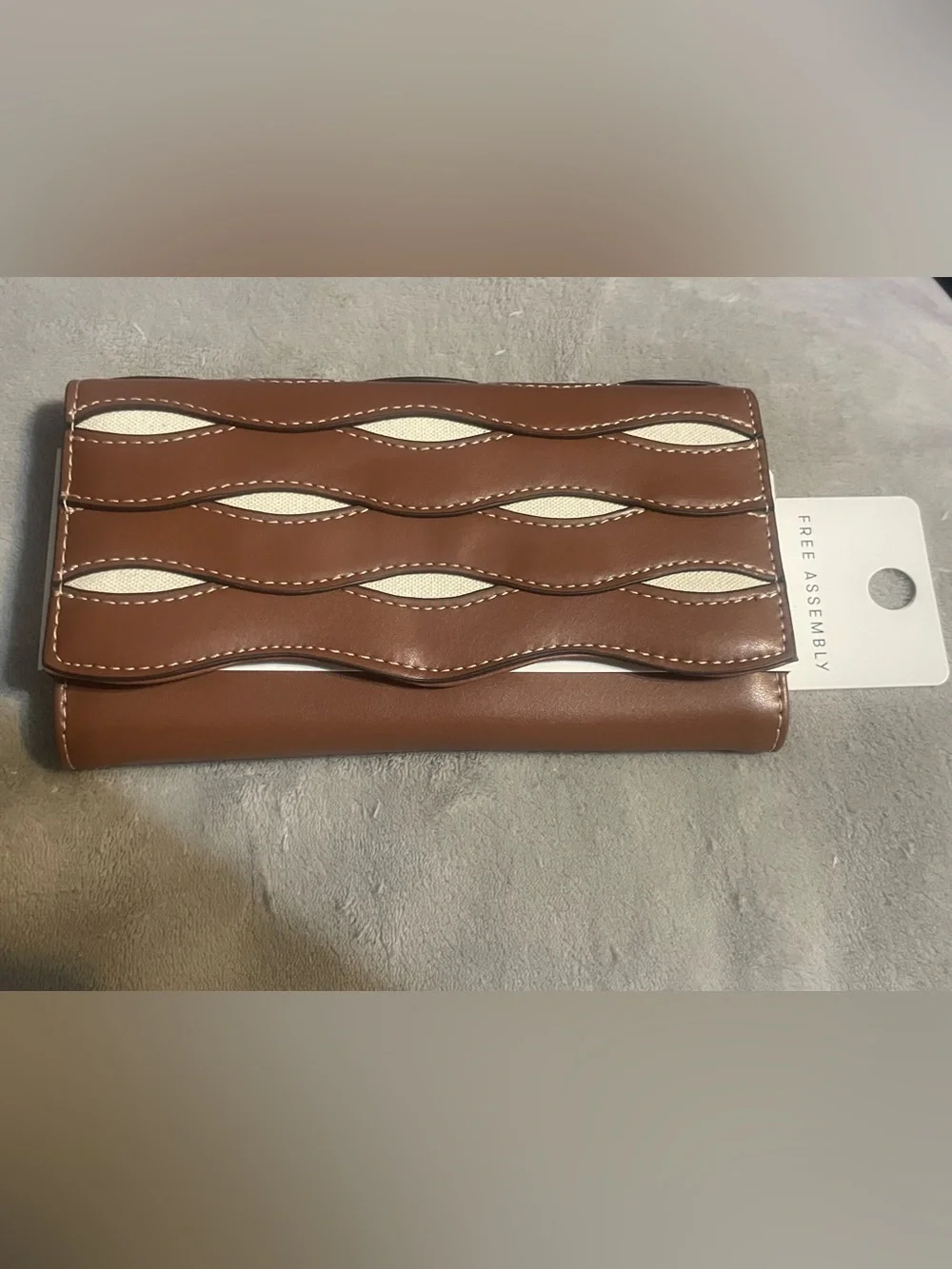 Free Assembly Avery Cut Out Clutch Wallet Cognac Brown Cream NWT